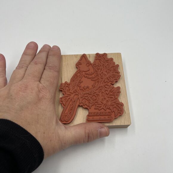 Red Cardinal Bird Holly Berries Winter Christmas Rubber Stamp PSX K-1324 1994 - Picture 9 of 9